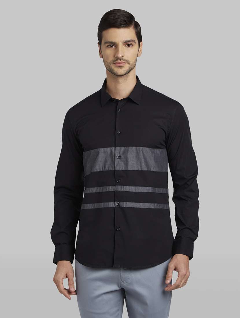 black color block casual shirt