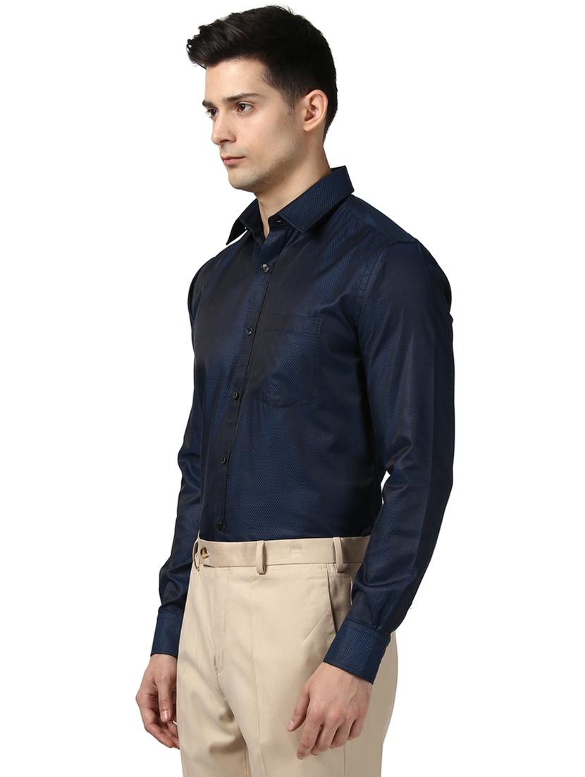 navy blue printed formal shirt - 17671159 -  Standard Image - 1