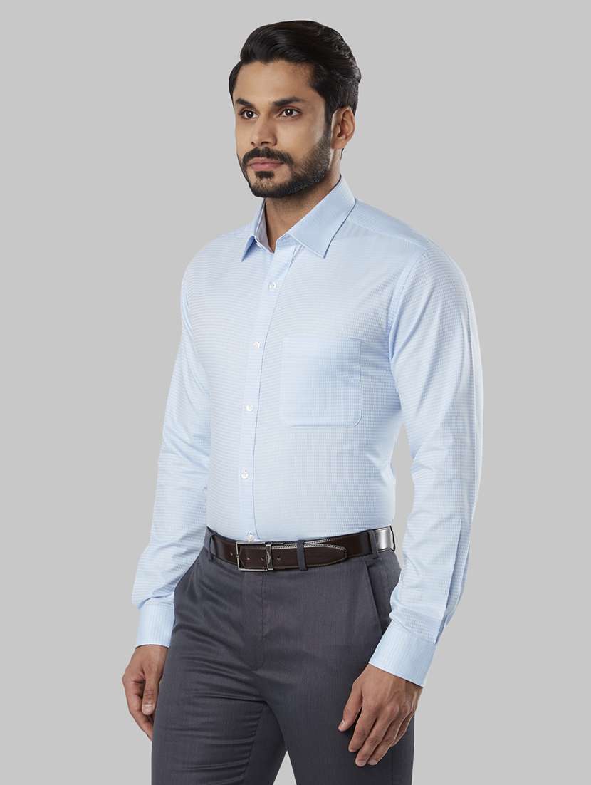 light blue self design formal shirt - 17671228 - Standard Image - 1