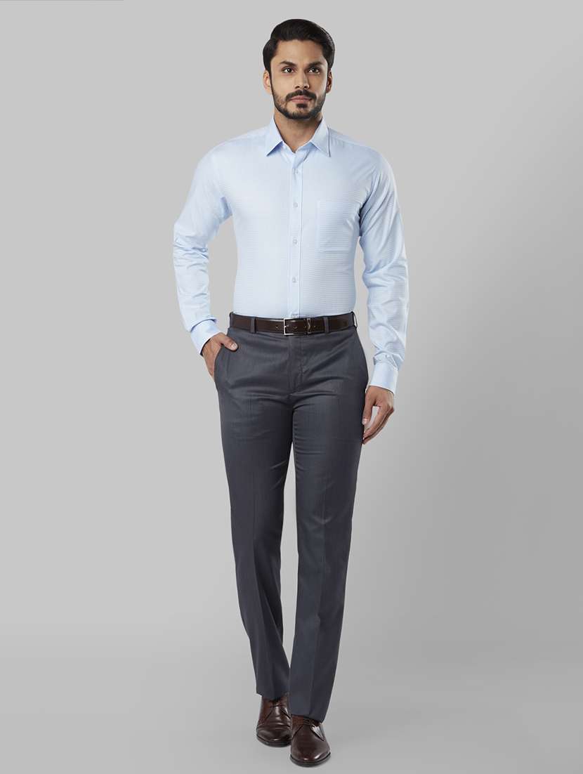 light blue self design formal shirt - 17671228 - Standard Image - 4