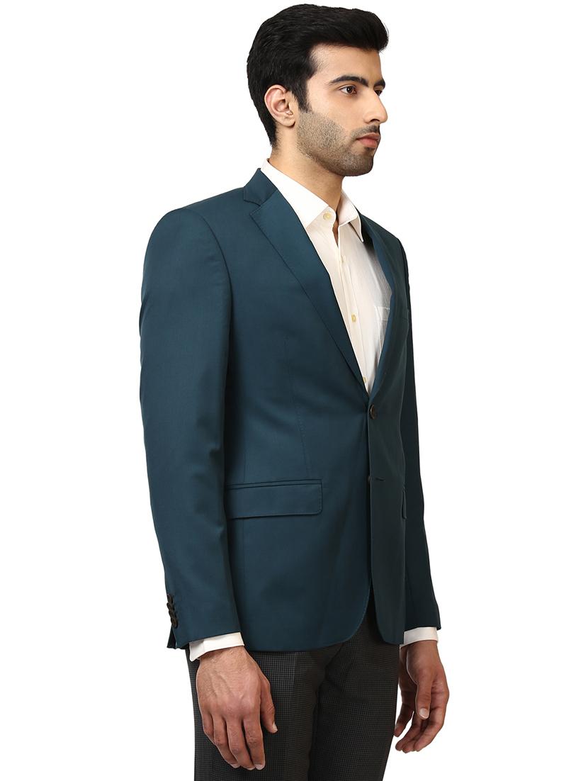 green solid single breasted formal blazer - 17671347 - Standard Image - 1
