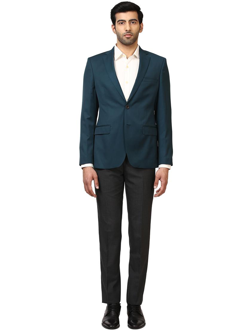 green solid single breasted formal blazer - 17671347 - Standard Image - 4