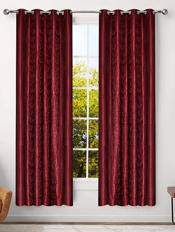 veronica deco 152 cm (5 ft) cotton window curtain (pack of 2)  