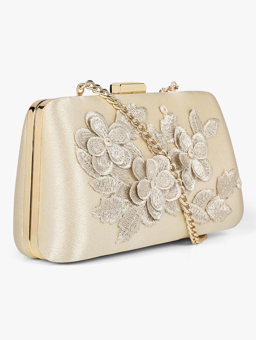 gold silk box clutch - 17677028 - Standard Image - 4