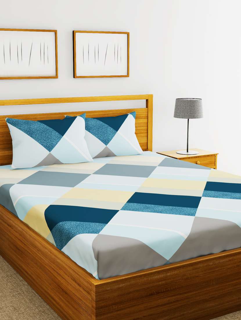 austin 110gsm micro-peached double bedsheet with 2 pillow cover - deep colors & soft-finish fabric -3pc set-