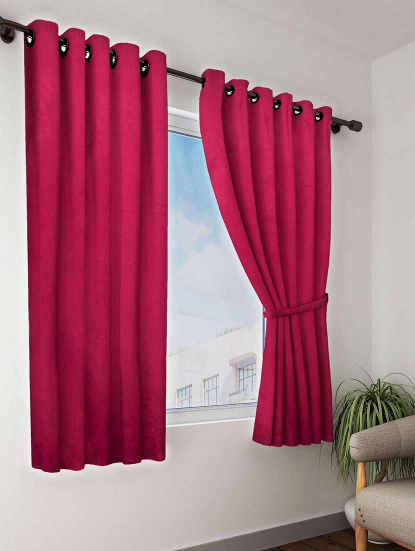 bianca minimal-satin blackout curtain [blocks 99% sunlight & reduces noise] -1pc 5 feet (blackout) abstract-maroon