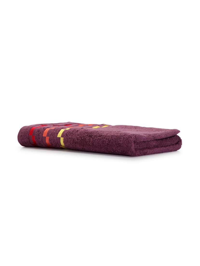 bianca mercerized combed cotton bumpy-stripes towels -1pc bath towel (sonoma) solid-wine