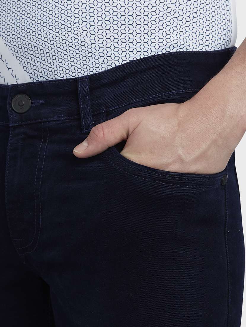 navy blue plain denim jeans - 17679077 - Standard Image - 4