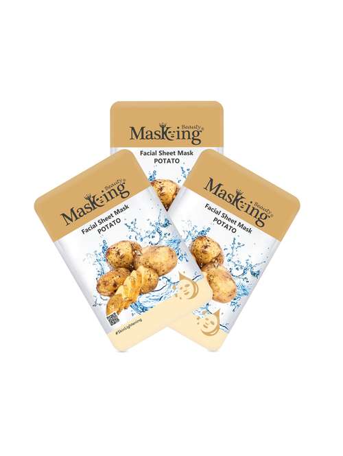 masking beauty facial sheet mask of potato extract for skin lightening for women and men, 60ml (pack of 3) - 17679426 - Standard Image - 0