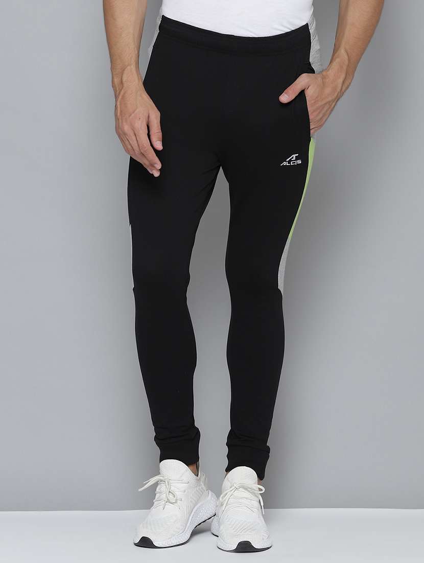 black color block ankle length track pant - 17679604 -  Standard Image - 1