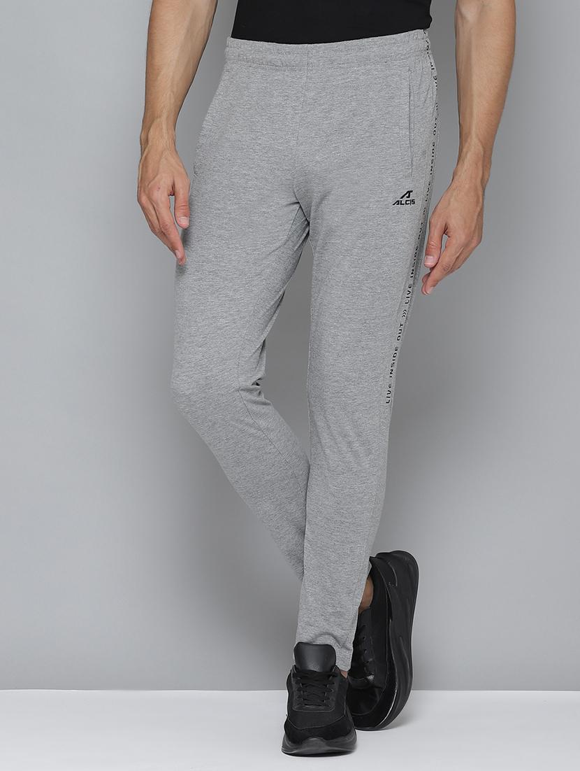 grey side taped ankle length track pant