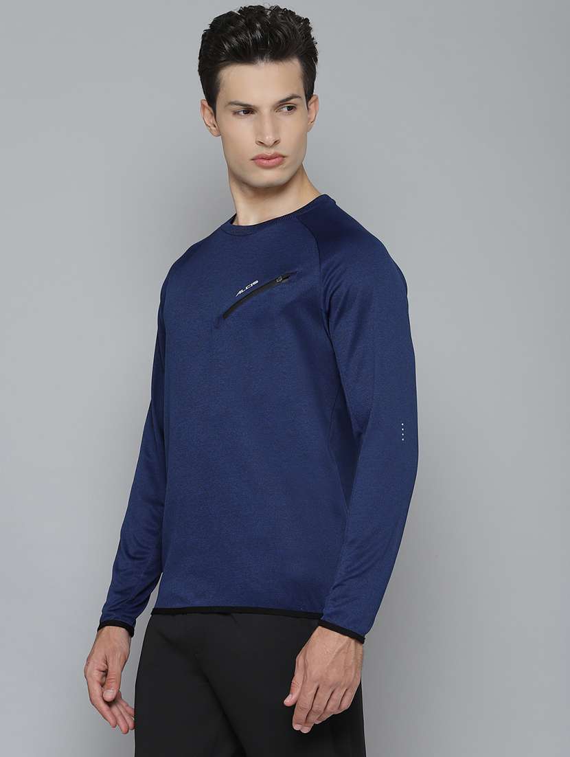 navy blue solid sports sweatshirt - 17679769 -  Standard Image - 1