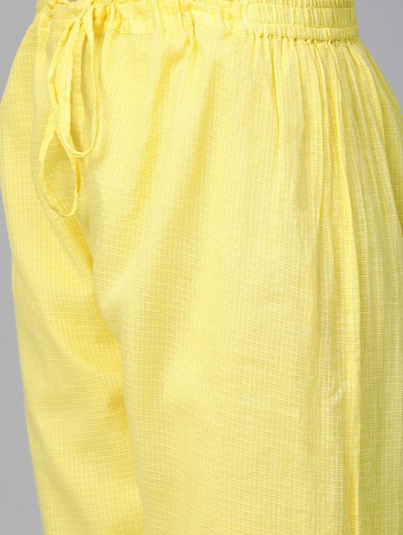 ada hand-embroidered yellow chikankari kurta pant set - 17679793 - Standard Image - 4
