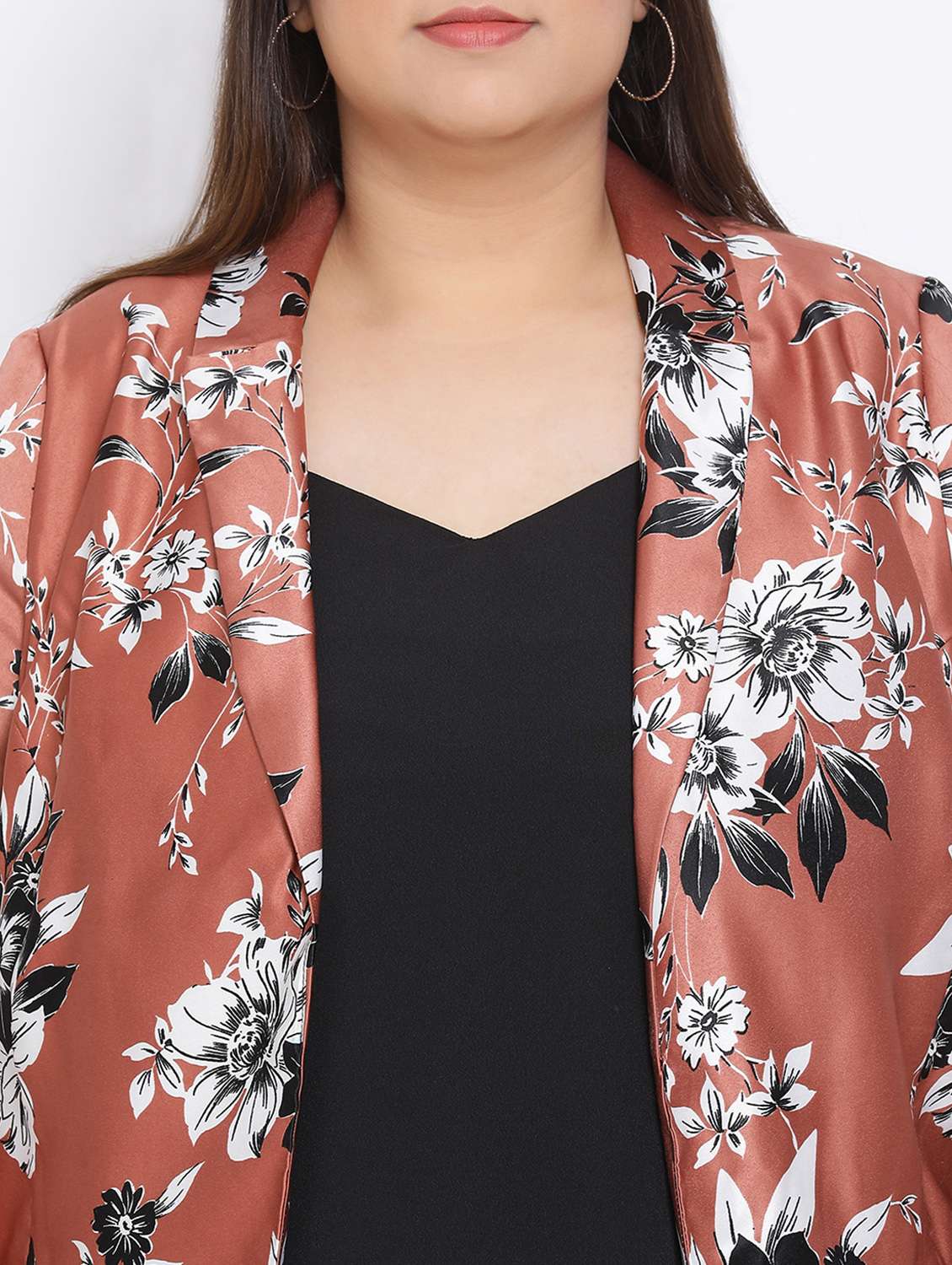 Brown Floral Casual Blazer - 17680099 -  Standard Image - 4