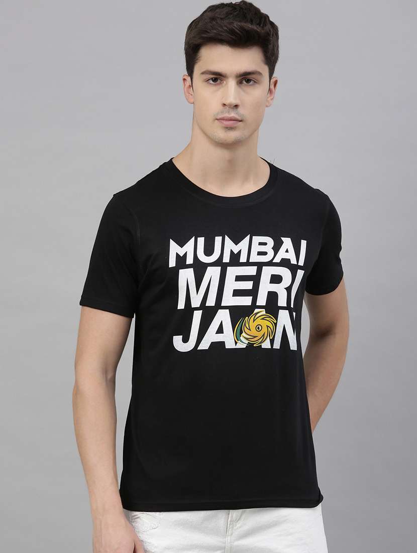 black typographic chest print t-shirt