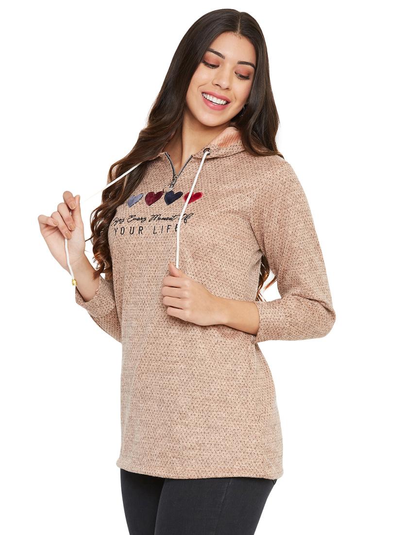 hooded neck printed sweatshirt - 17680288 - Standard Image - 1