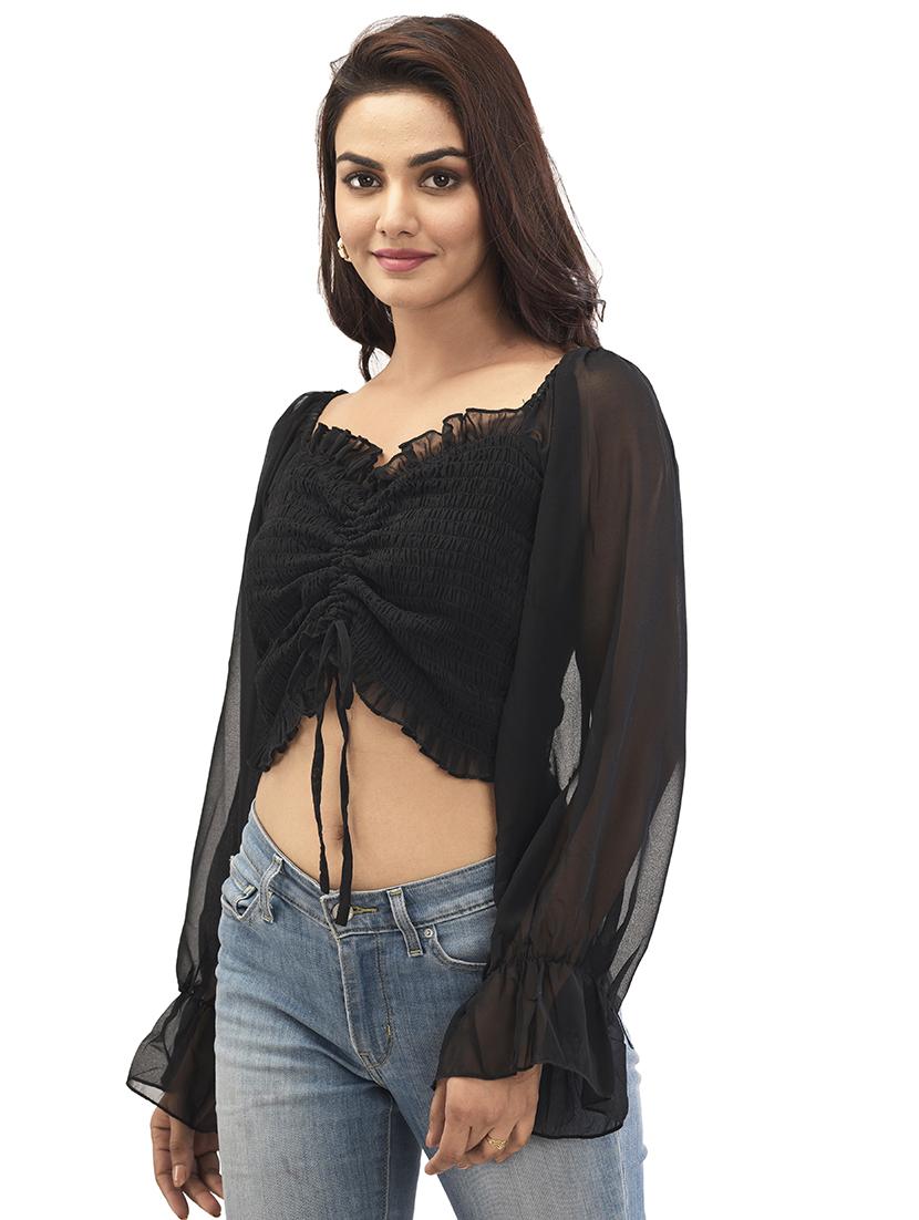 ruched detail crop top  - 17680439 -  Standard Image - 1