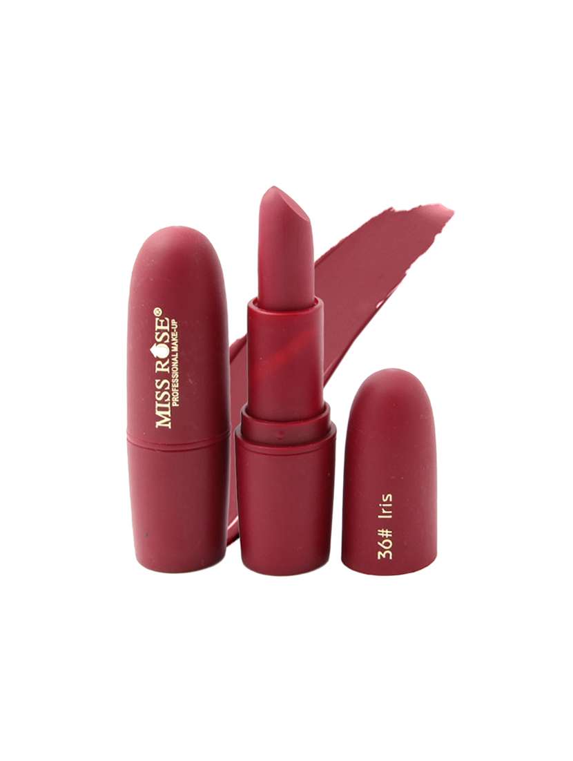miss rose creamy matte long lasting waterproof  lip moisturizing bullet lipstick  shade 36 lris  7301-026b 36