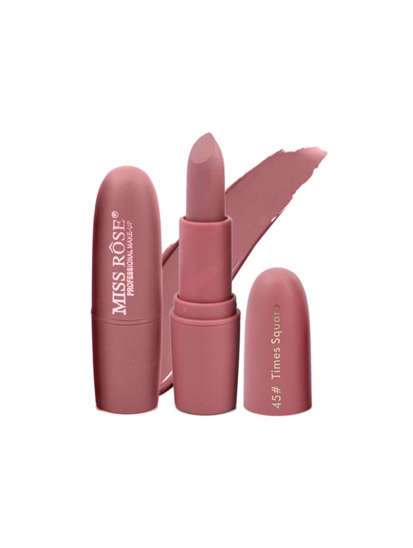miss rose creamy matte long lasting waterproof  lip moisturizing bullet lipstick  shade 45 timesquare  7301-026b 45