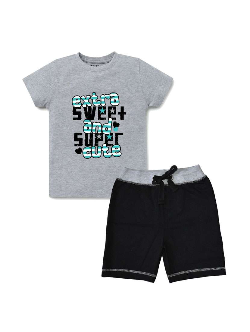 pack of 2 typography printed shorts set - 17683738 - Zoom Image - 0
