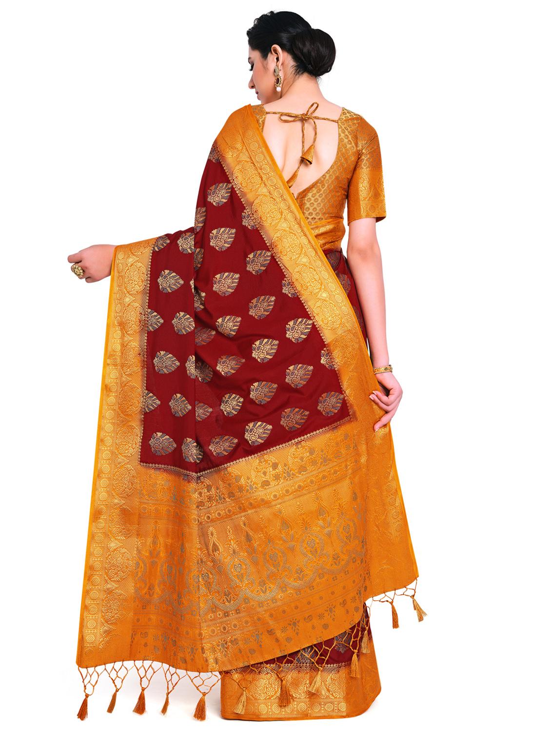 ethnic motifs kanjivaram saree with blouse - 17684563 -  Standard Image - 1