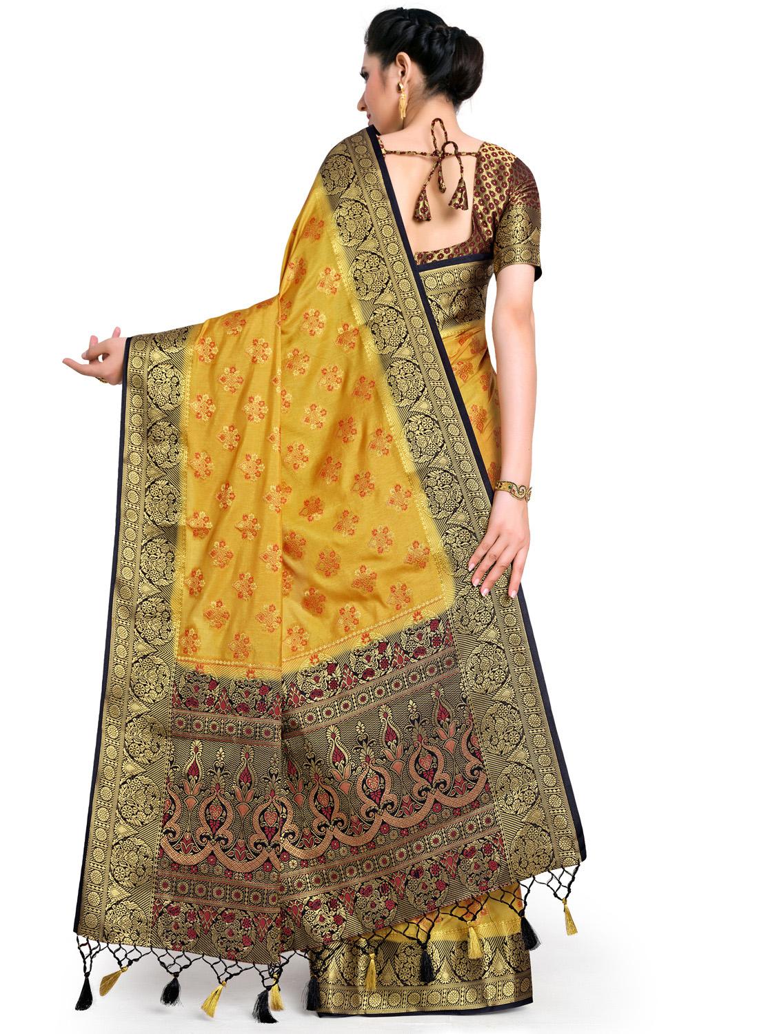 ethnic motifs kanjivaram saree with blouse - 17684567 - Standard Image - 1
