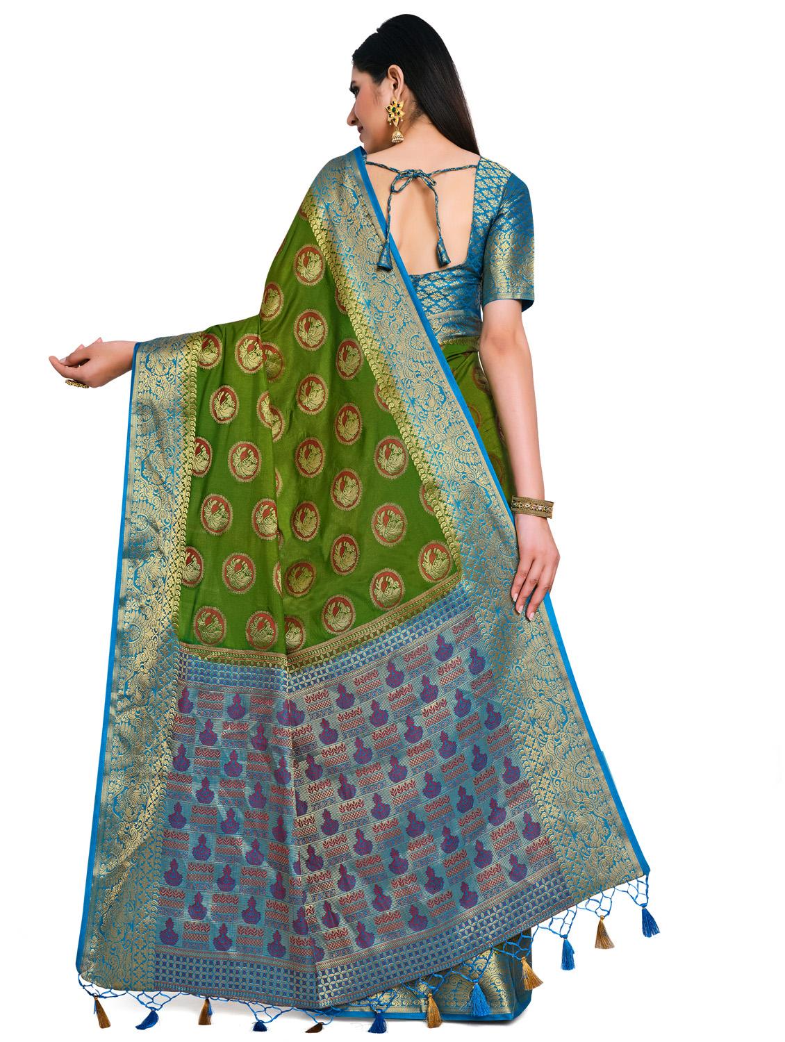 ethnic motifs kanjivaram saree with blouse - 17684569 - Standard Image - 1