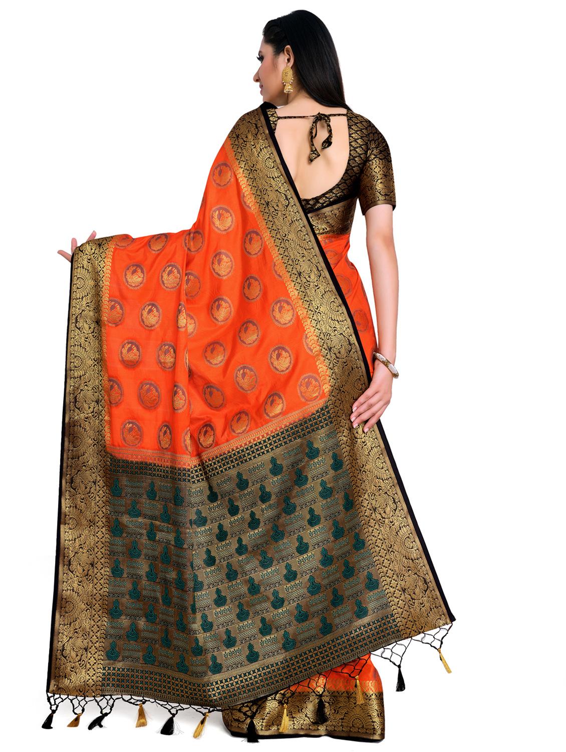 ethnic motifs kanjivaram saree with blouse - 17684571 - Standard Image - 1