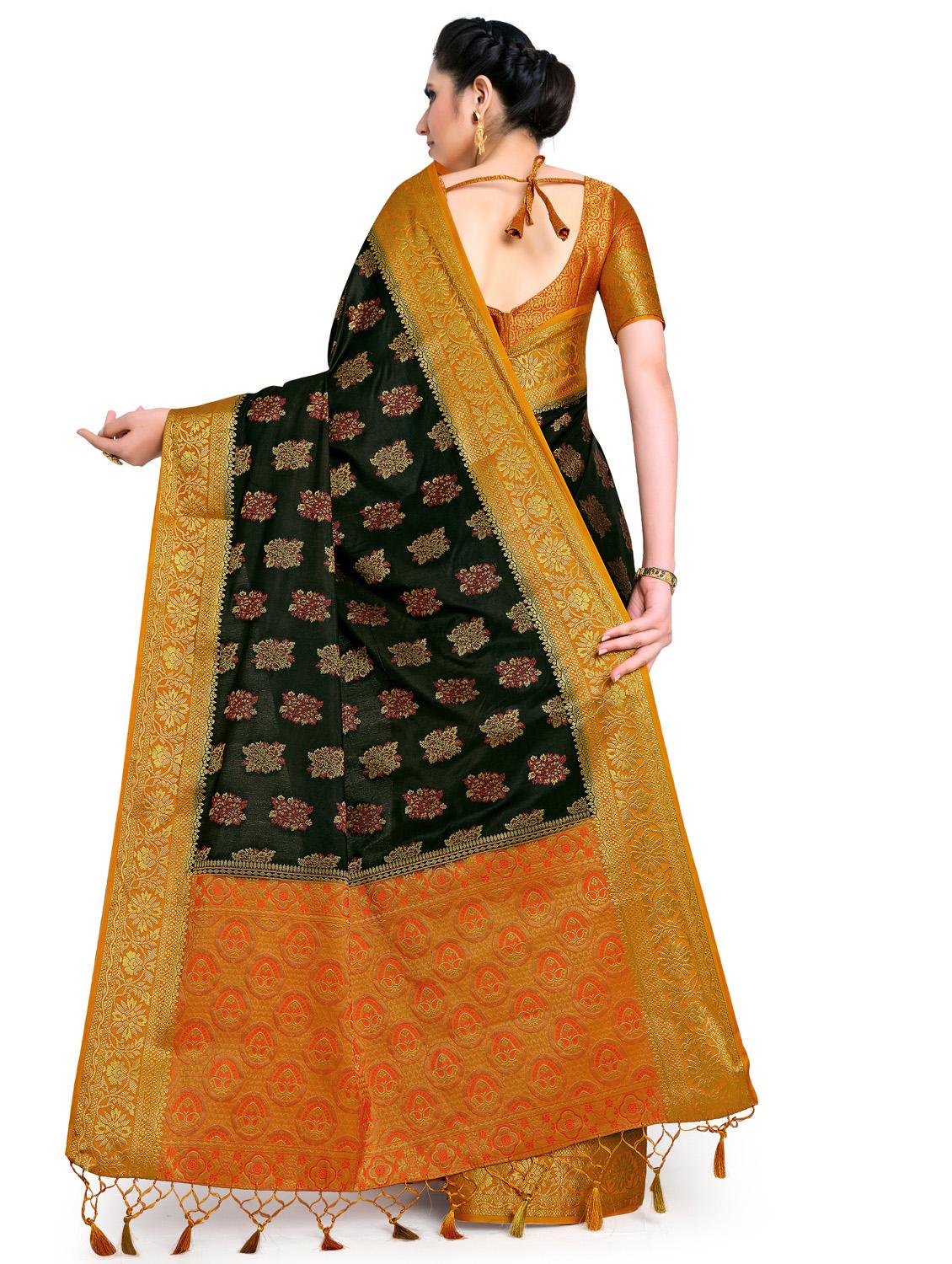 ethnic motifs kanjivaram saree with blouse - 17684572 - Standard Image - 1