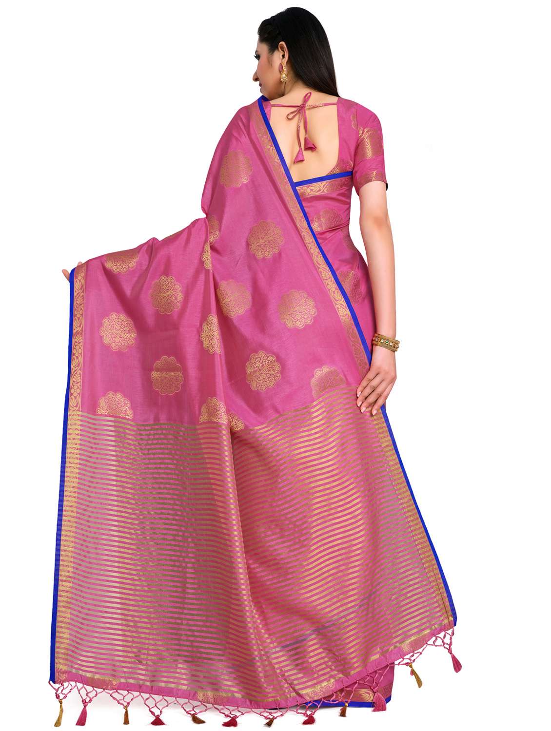 pink tussar silk kanjivaram saree with blouse - 17684587 - Standard Image - 1