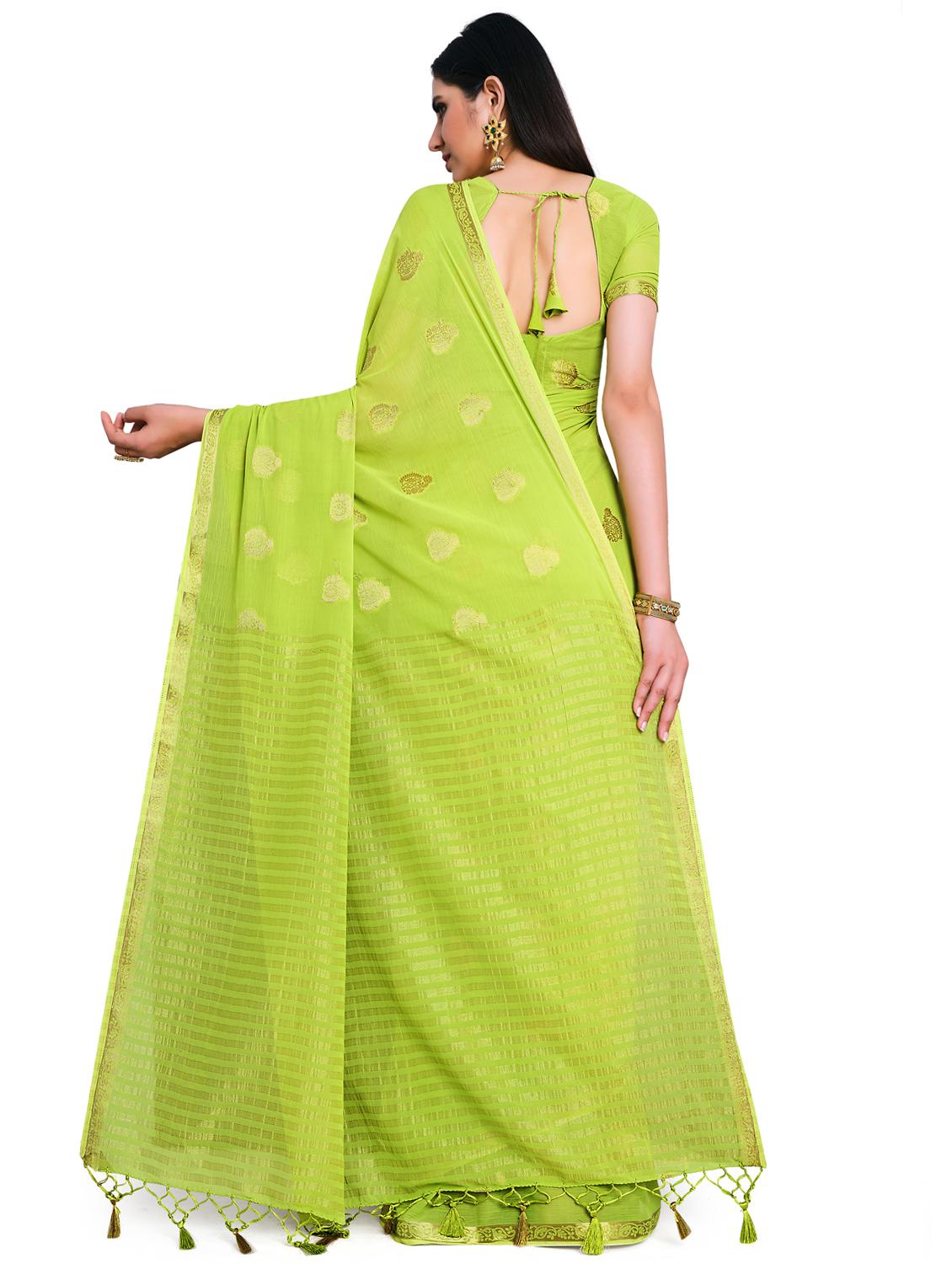 green chiffon banarasi saree with blouse - 17684589 -  Standard Image - 1