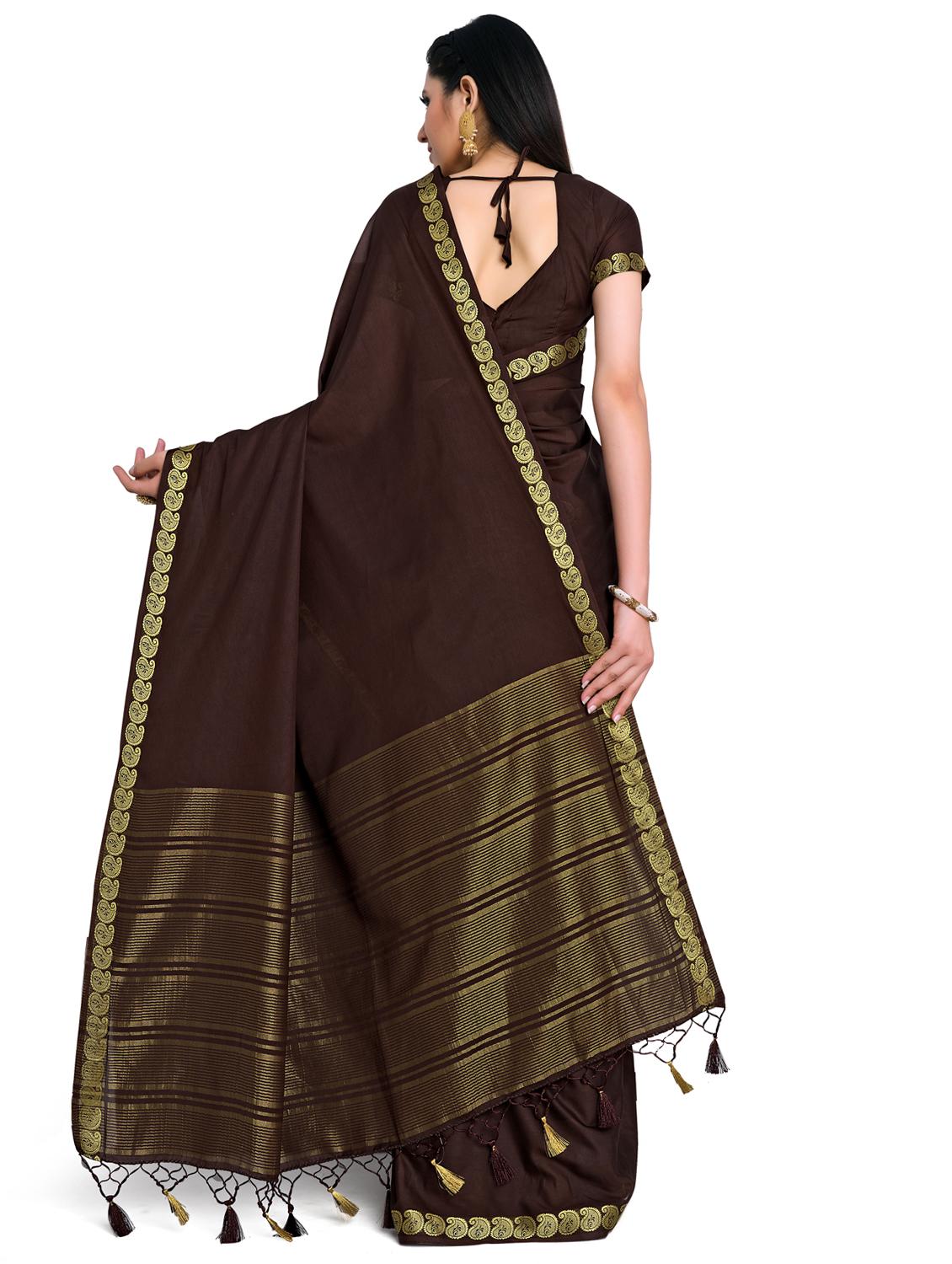 brown crepe mysore silk saree - 17684590 - Standard Image - 1