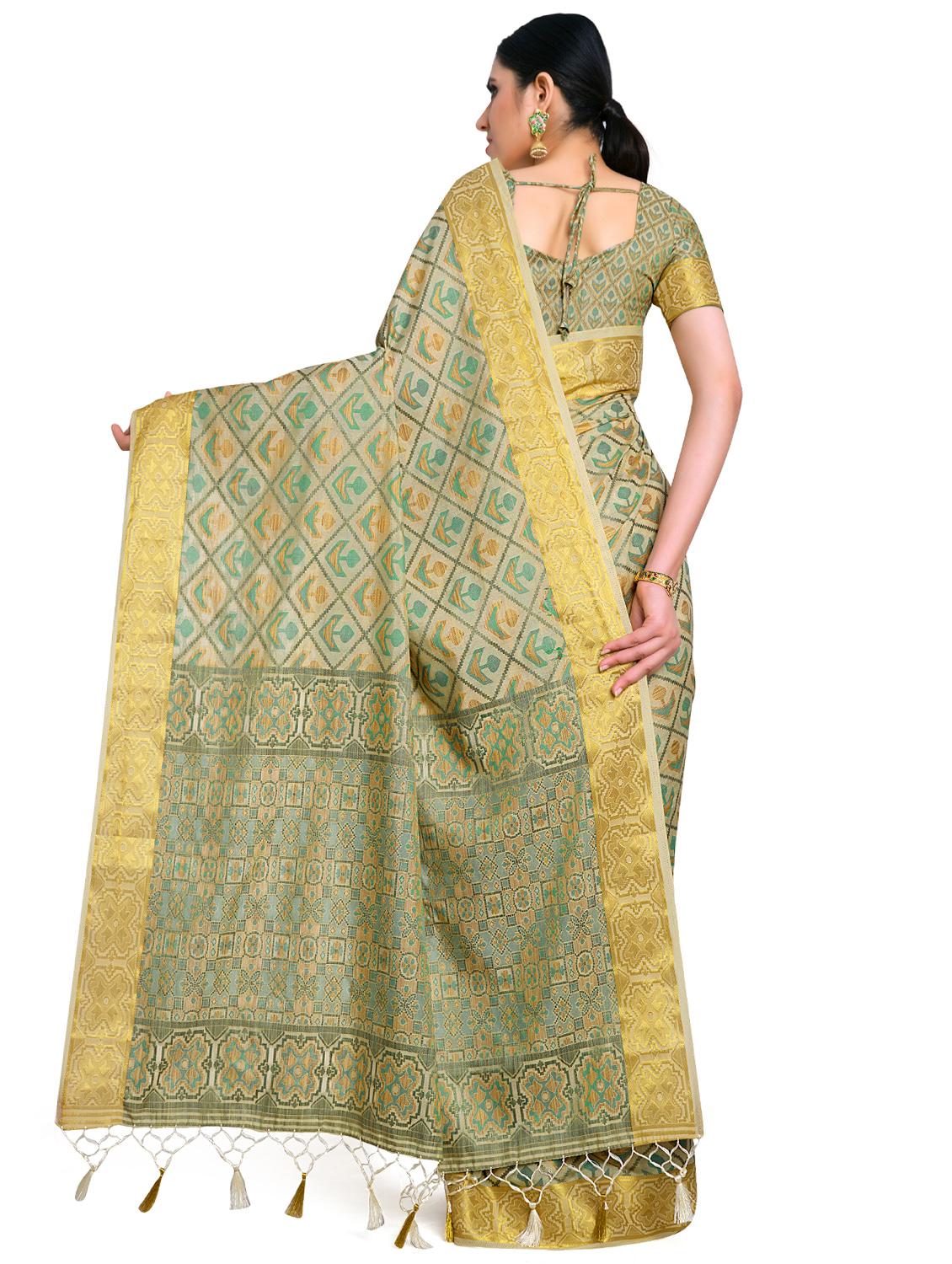 offwhite art silk patola saree with blouse - 17684615 - Standard Image - 1