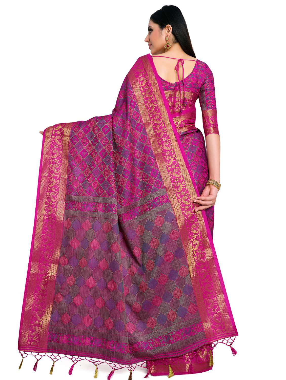 pink art silk patola saree with blouse - 17684618 - Standard Image - 1