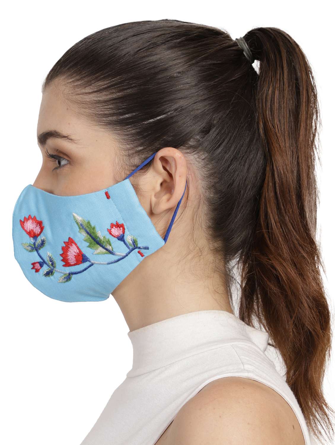 blue cotton decorative women mask - 17686865 -  Standard Image - 1