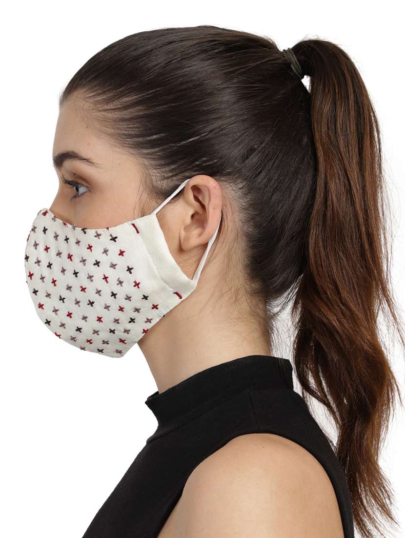 white cotton decorative women mask - 17686868 -  Standard Image - 1