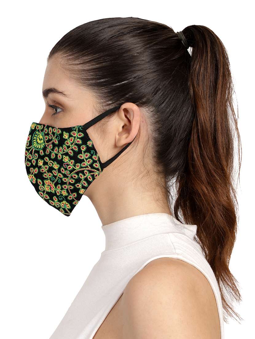 black cotton decorative women mask - 17686880 -  Standard Image - 1