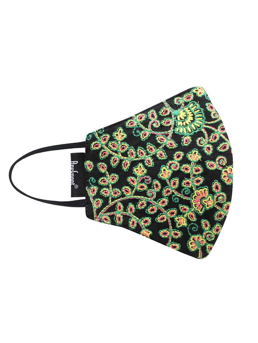black cotton decorative women mask - 17686880 -  Standard Image - 4