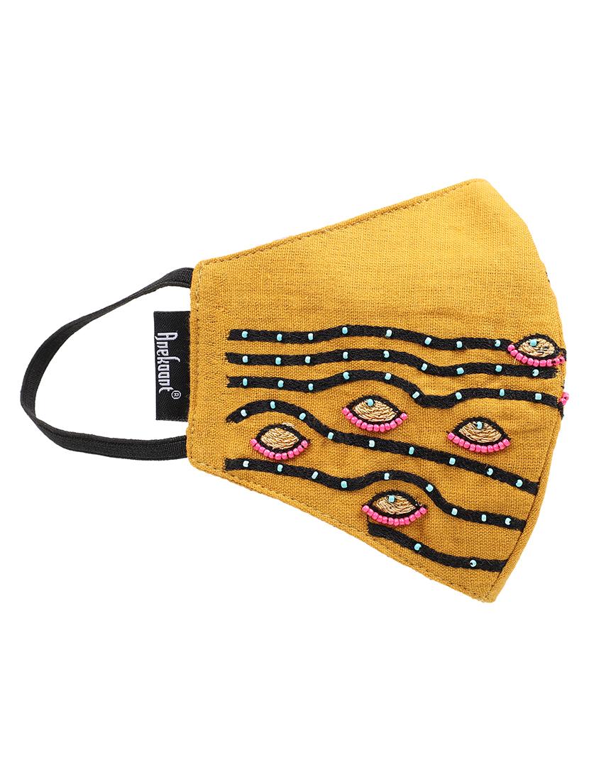 yellow cotton decorative women mask - 17686881 - Standard Image - 1