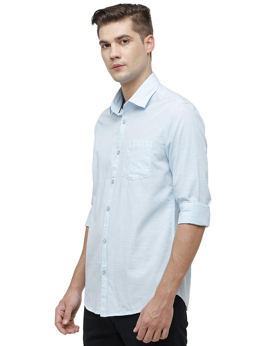 light blue solid casual shirt - 17686907 -  Standard Image - 1