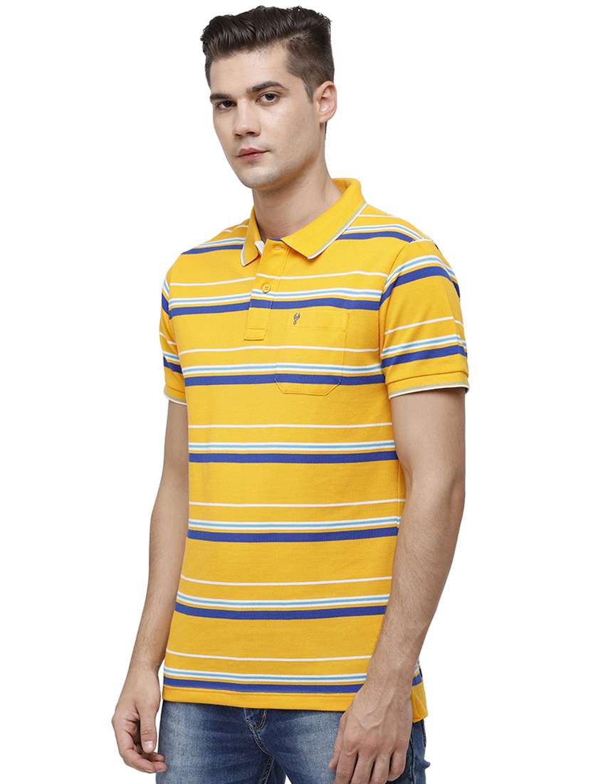 mustard striped polo t-shirt - 17686953 - Standard Image - 1