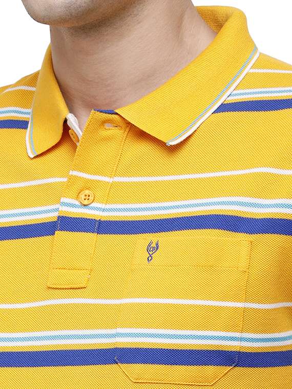 mustard striped polo t-shirt - 17686953 - Standard Image - 4