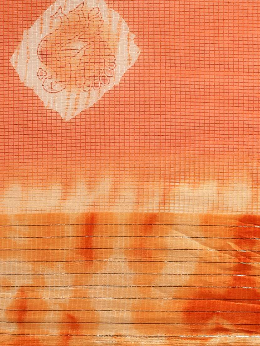 orange khadi kota doria saree with blouse - 17687292 -  Standard Image - 4