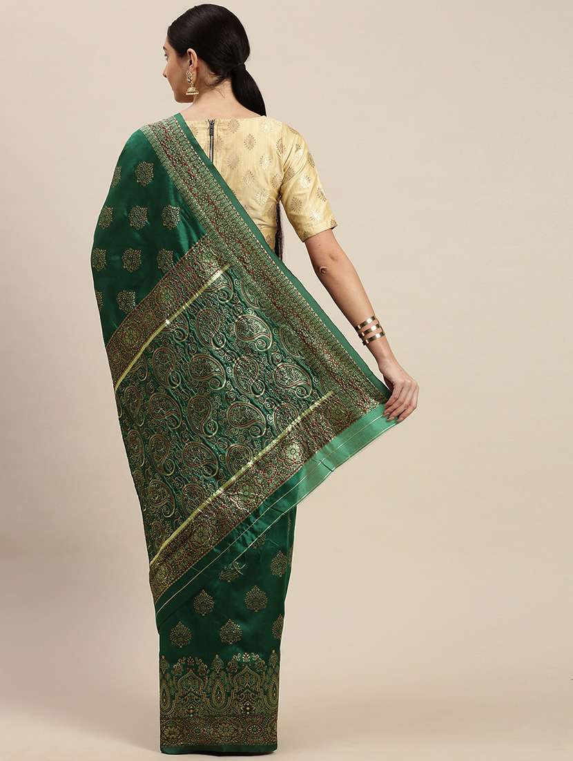 women's self design dark green colored saree with blouse - 17687305 -  Standard Image - 1