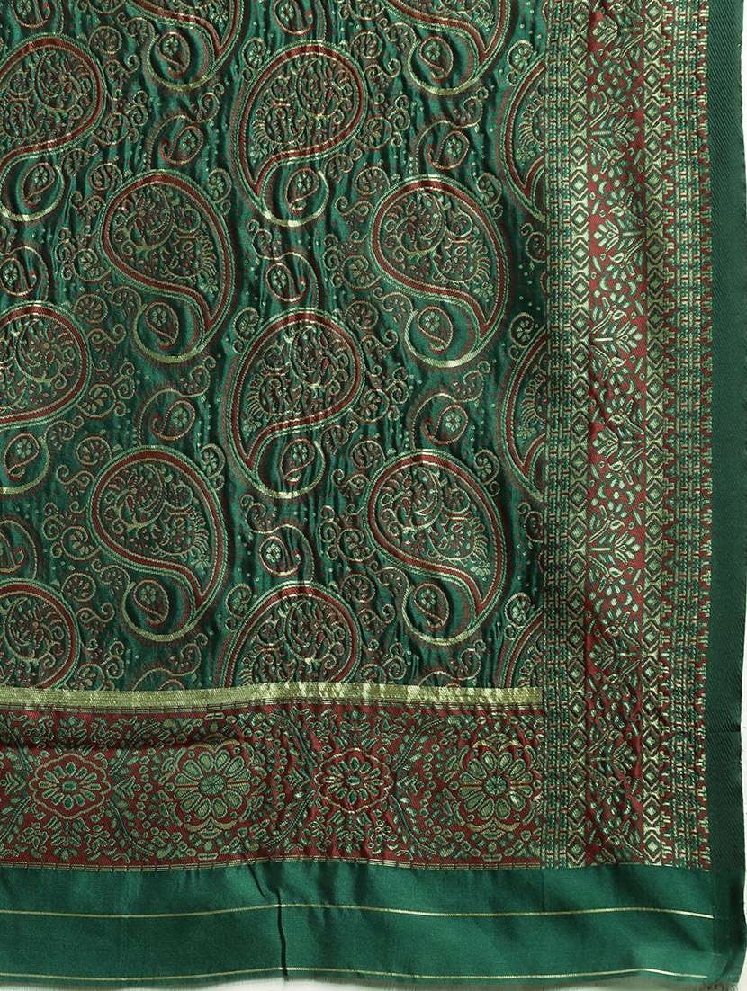 women's self design dark green colored saree with blouse - 17687305 -  Standard Image - 4