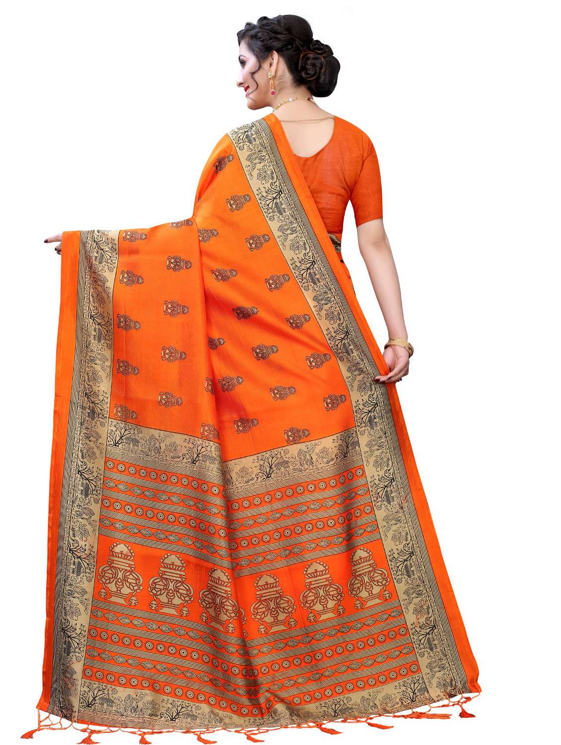 orange art silk mysore saree with blouse - 17687840 -  Standard Image - 1
