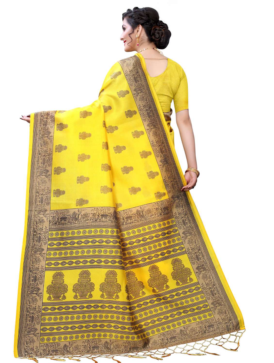 yellow art silk mysore saree - 17687841 - Standard Image - 1