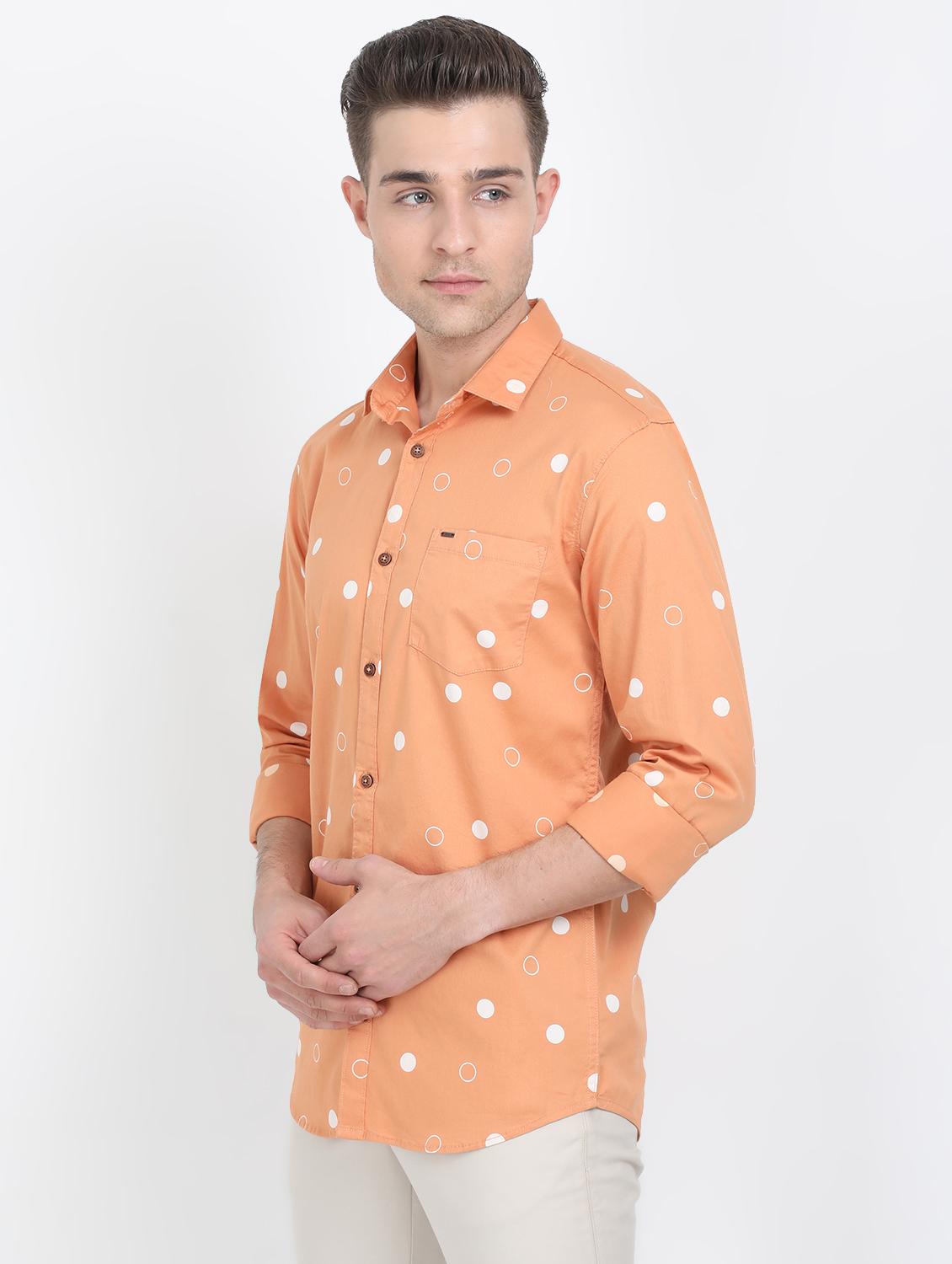 orange polka dots casual shirt - 17688041 -  Standard Image - 1