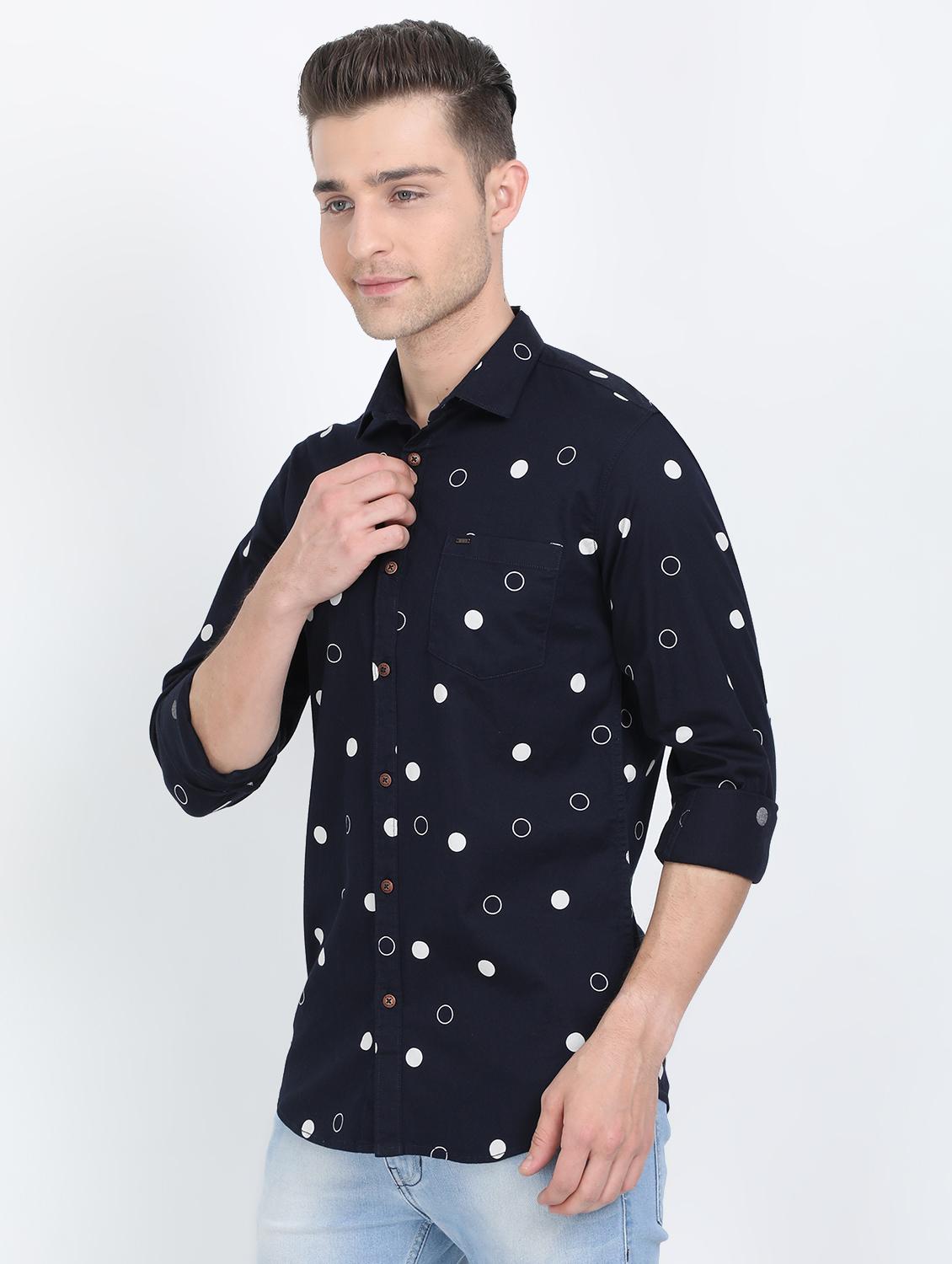 dark blue polka dots casual shirt - 17688044 -  Standard Image - 1