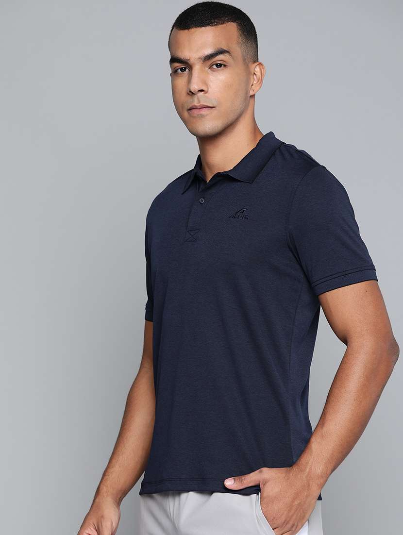 navy blue solid polo t-shirt - 17689065 -  Standard Image - 1